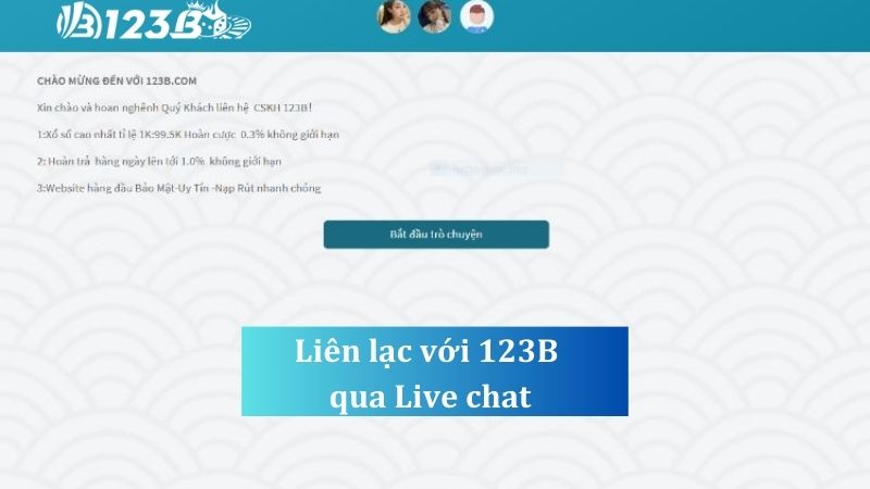 Liên lạc với 123B thông qua Live chat